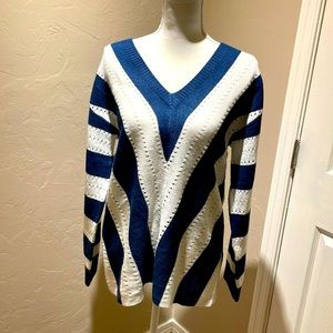 Blue and white sweater size large